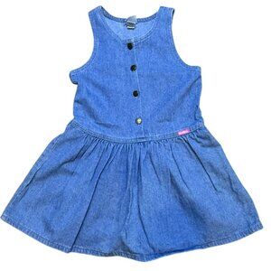 Oshkosh Bgosh Girls Denim Button-Front Sleeveless‎ Dress Size 6 100% Cotton Made